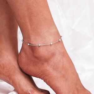 925 Sterling Silver Anklet Ankle Bracelet, 9"-11"  ball chain